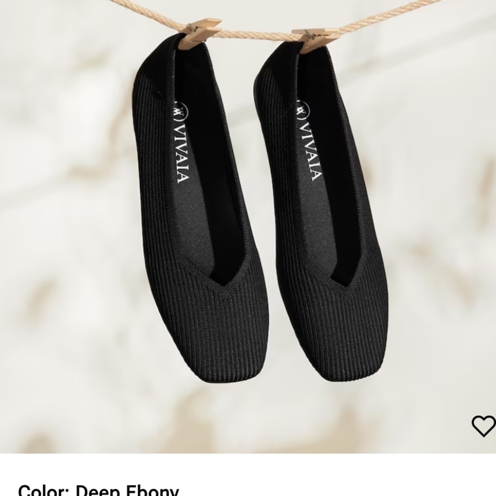 Vivaia Size 41.5 black square toe flat
